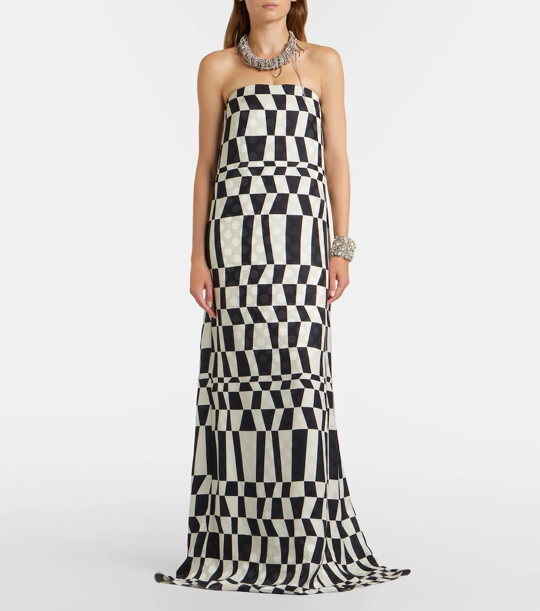 Dries Van Noten - Printed bustier gown