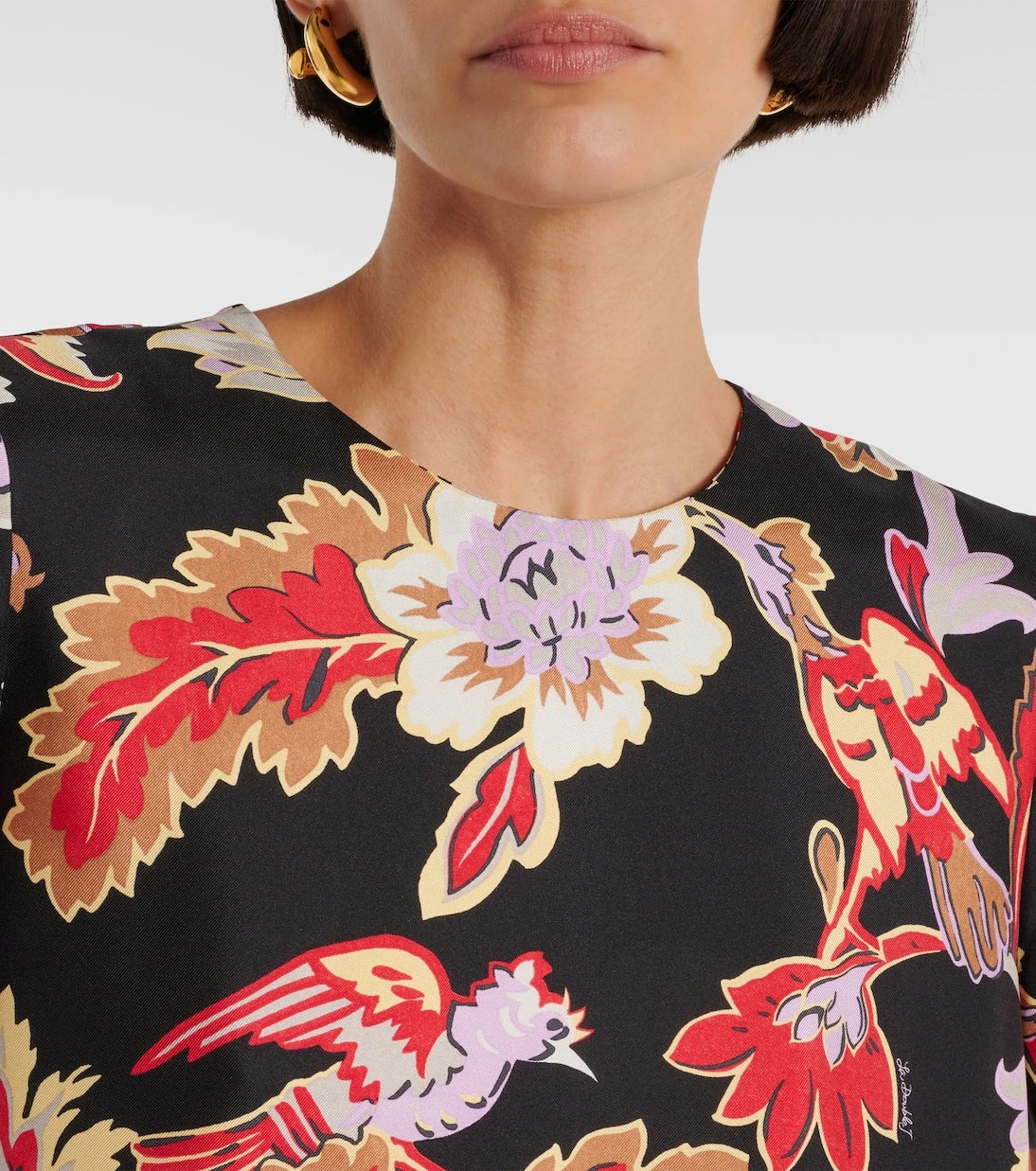 La DoubleJ - Swing feather-trimmed silk maxi dress
