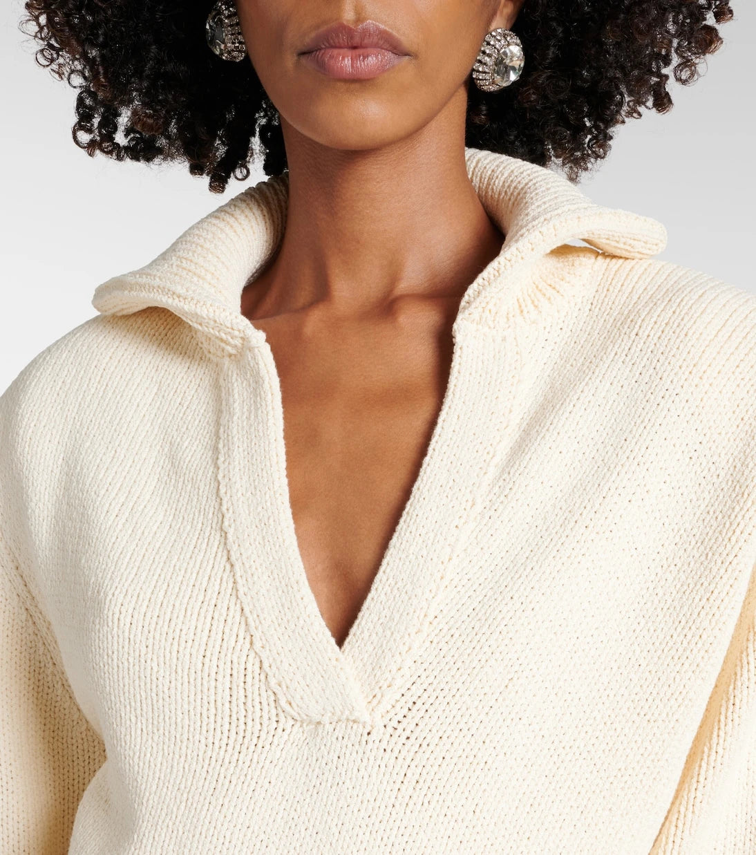 Magda Butrym - Cropped cotton-blend polo sweater