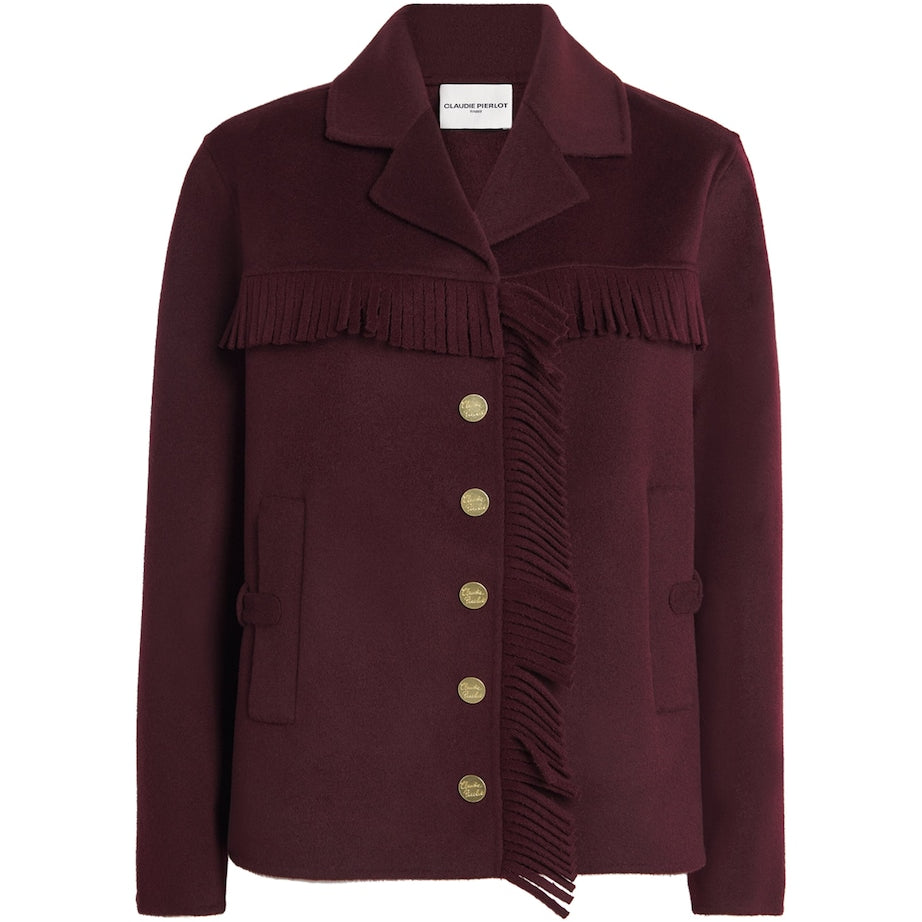 Claudie Pierlot Brown Wool-Blend Fringe Jacket