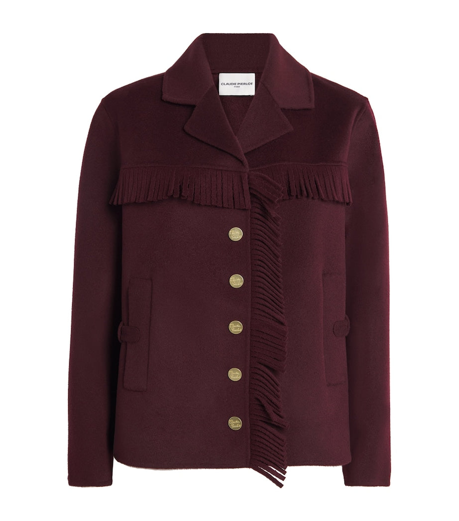 Claudie Pierlot Brown Wool-Blend Fringe Jacket