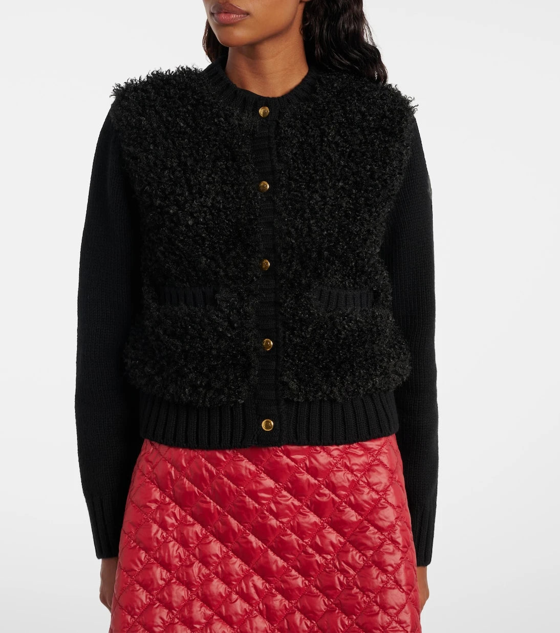 Moncler - Down-paneled wool and teddy cardigan
