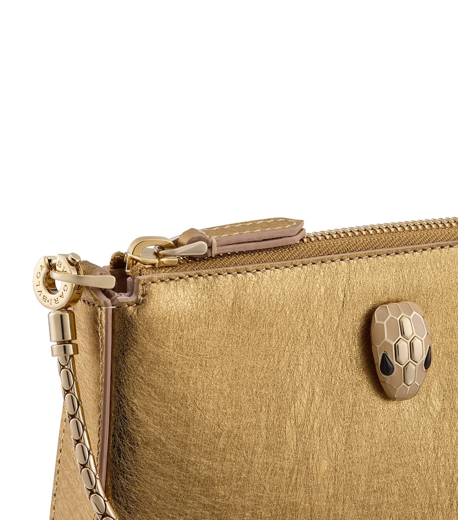 Bvlgari Gold Leather Serpenti Forever Clutch Bag