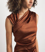 Max Mara Brown Satin Ruched Dress
