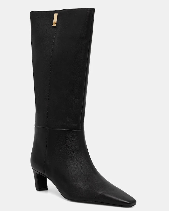 Кожени ботуши Tommy Hilfiger SQUARE TOE KITTEN LONG