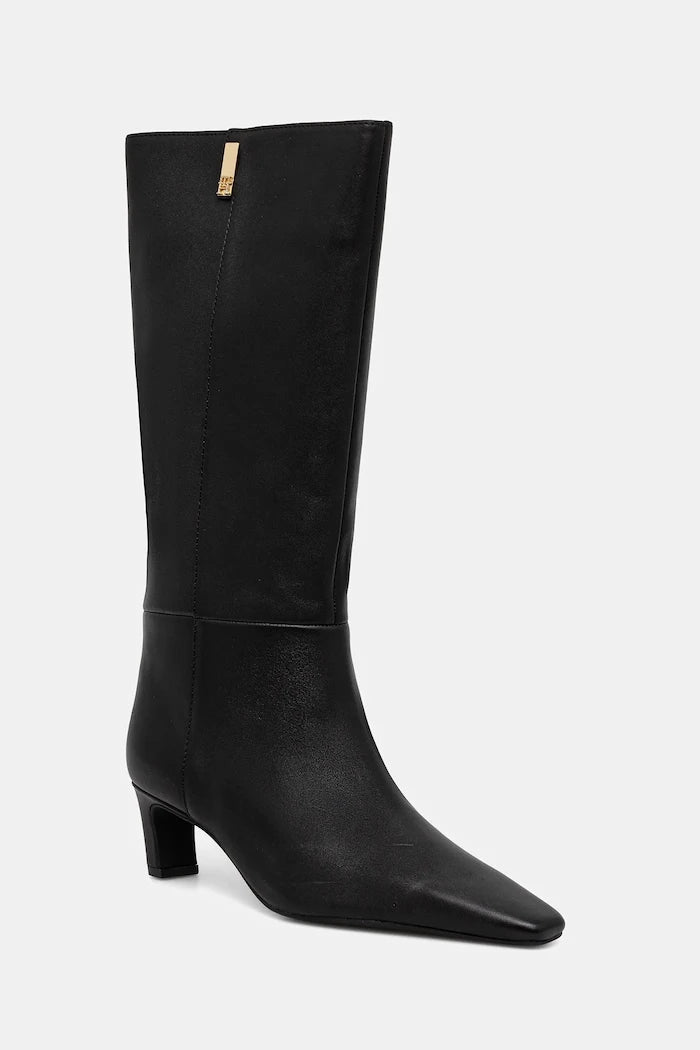 Кожени ботуши Tommy Hilfiger SQUARE TOE KITTEN LONG