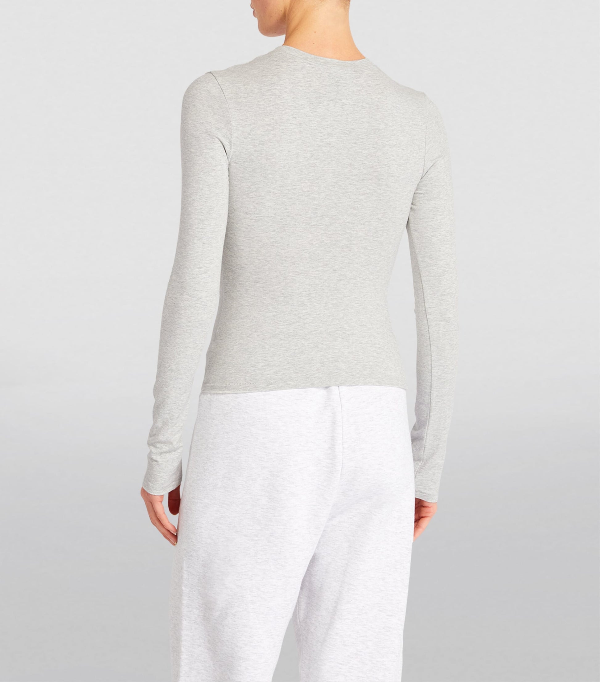 Skims Grey Cotton Jersey Long-Sleeve T-Shirt
