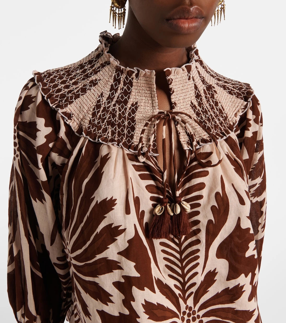 Poupette St Barth - Ysee printed smocked cotton blouse