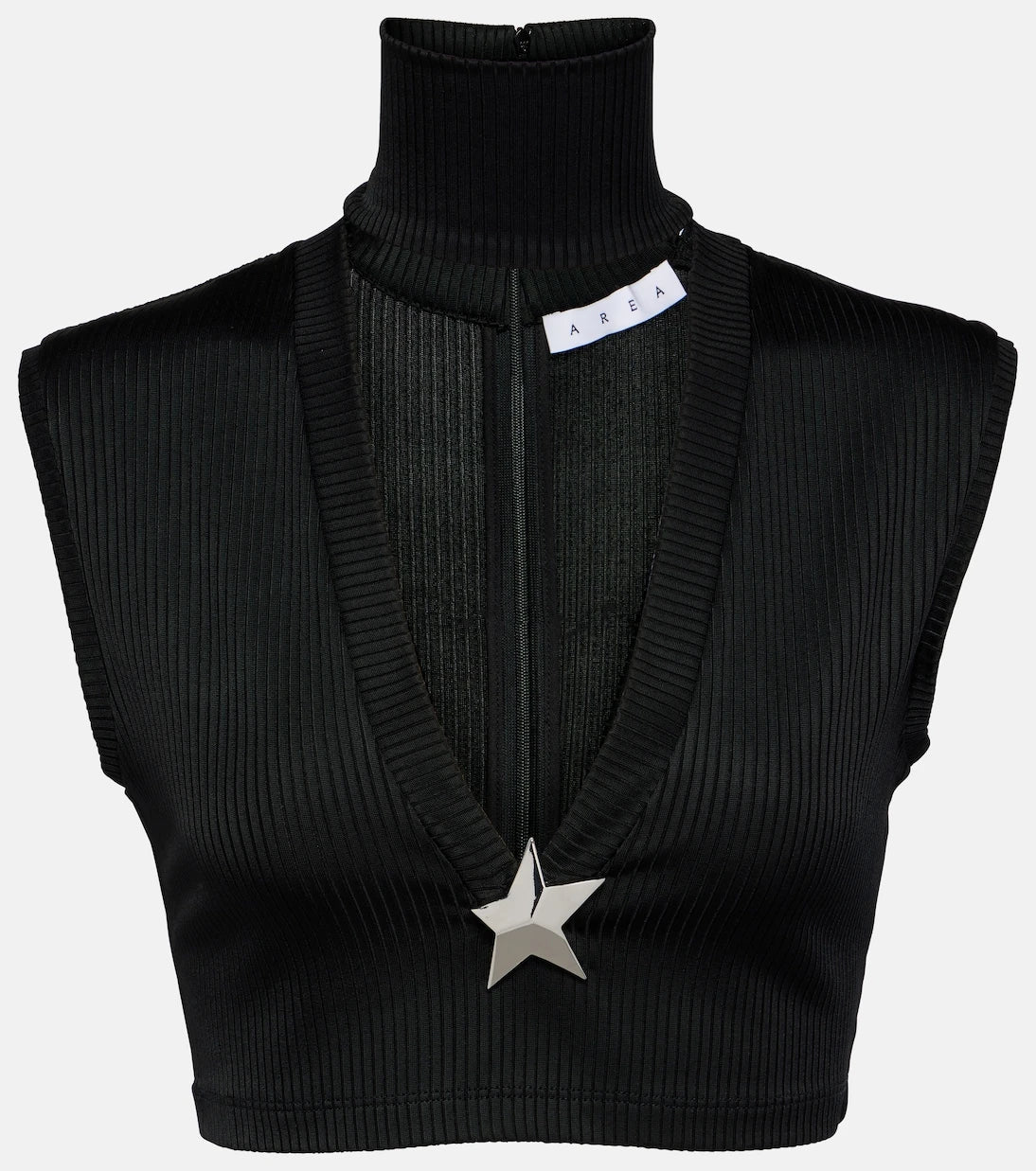 Area - Star Stud ribbed-knit crop top