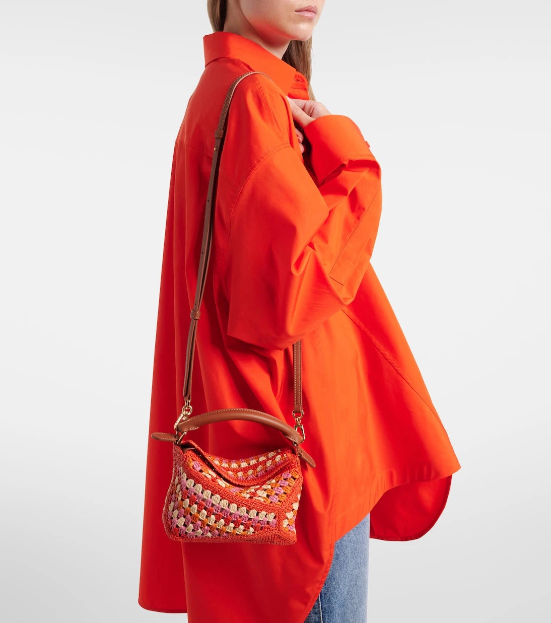 Loewe - Paula's Ibiza Puzzle Mini raffia top-handle bag
