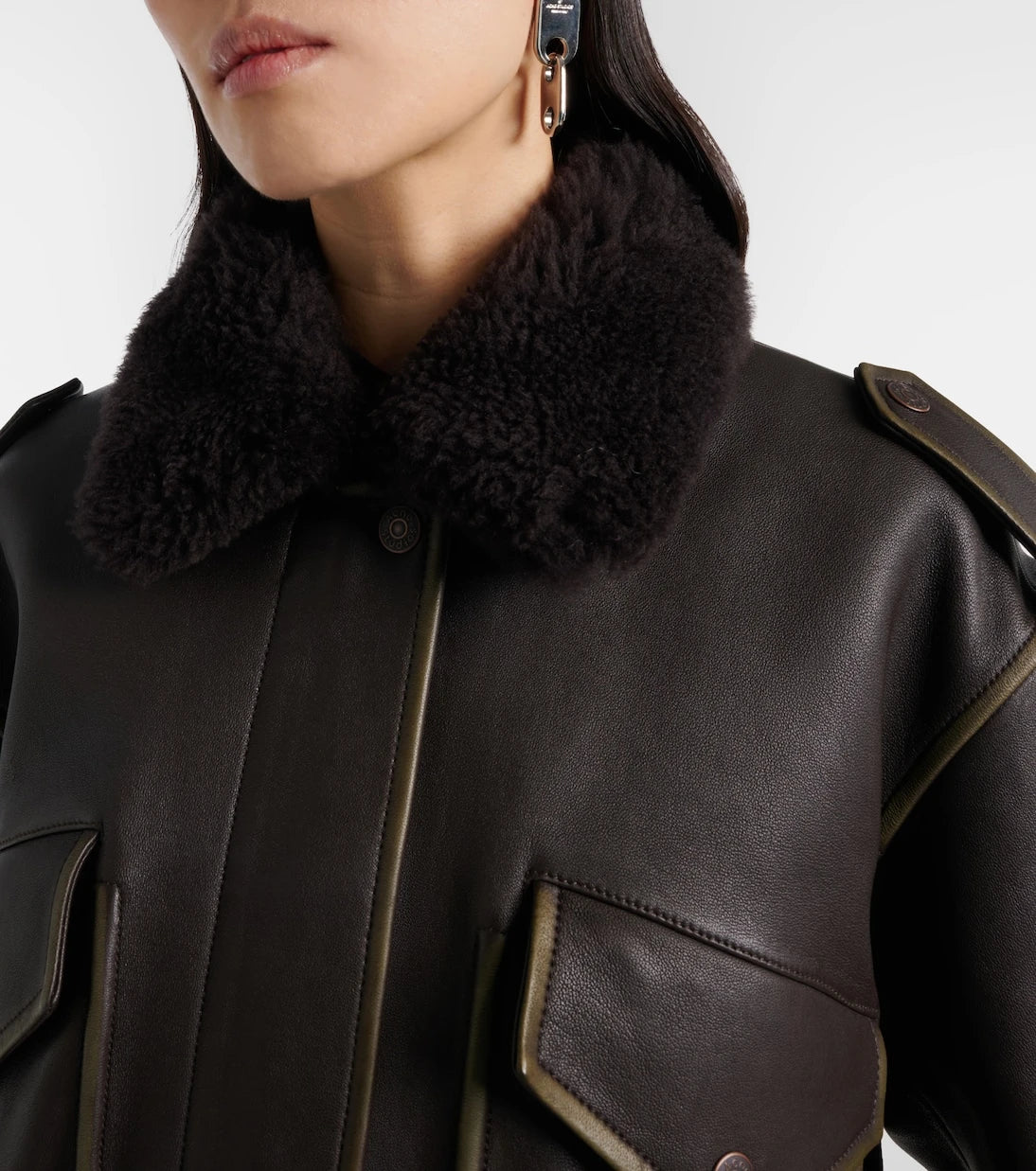 Acne Studios - جاكيت بومبر جلدي