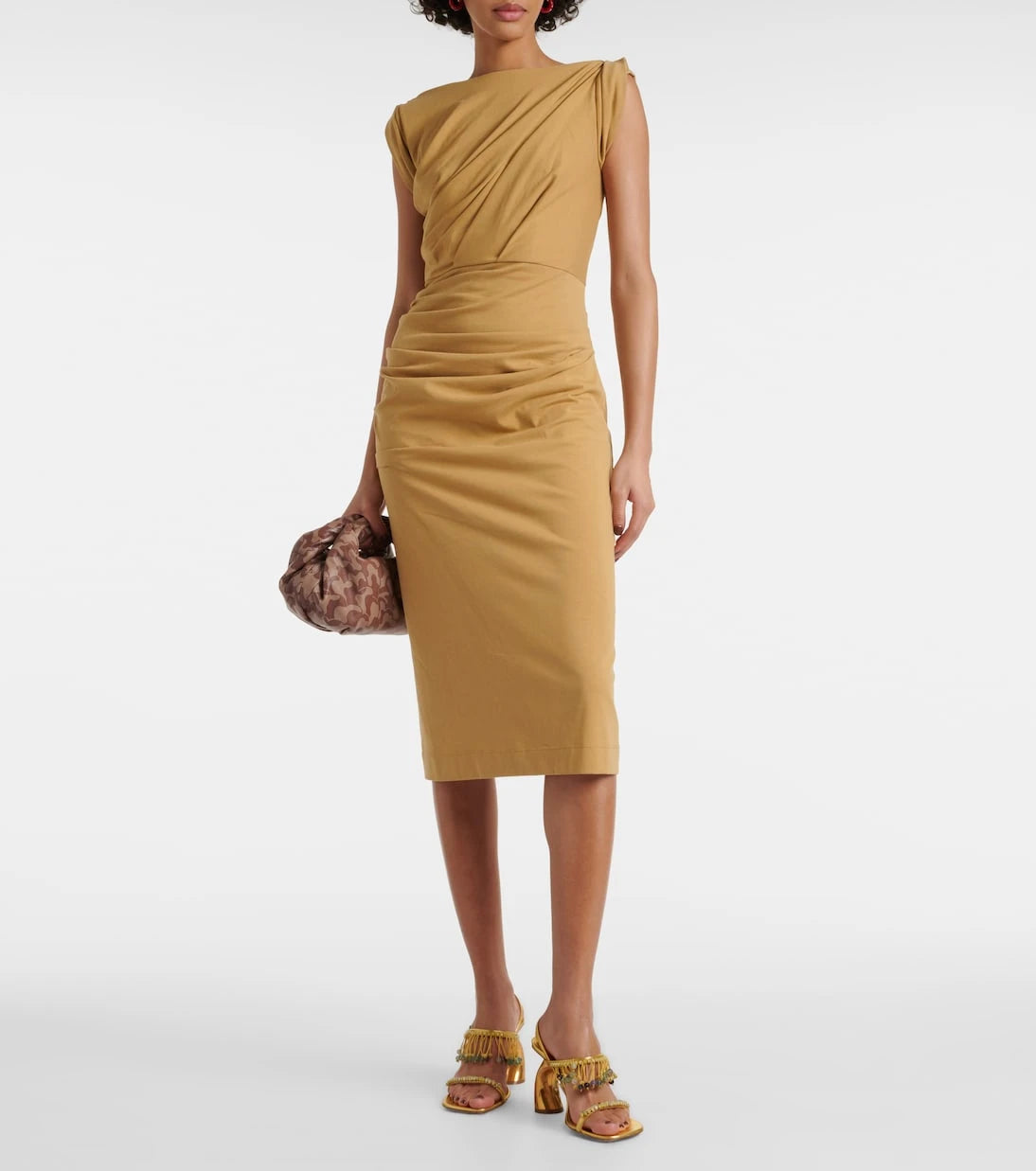 Dries Van Noten - Gathered cotton jersey midi dress