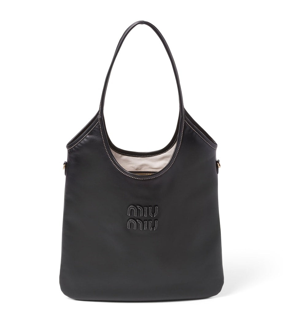 Black Leather Ivy Tote Bag
