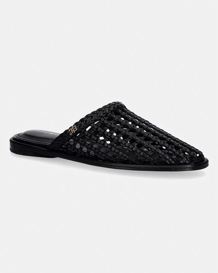Tommy Hilfiger Kadın Terlik HILFIGER LEATHER MIX FLAT MULE