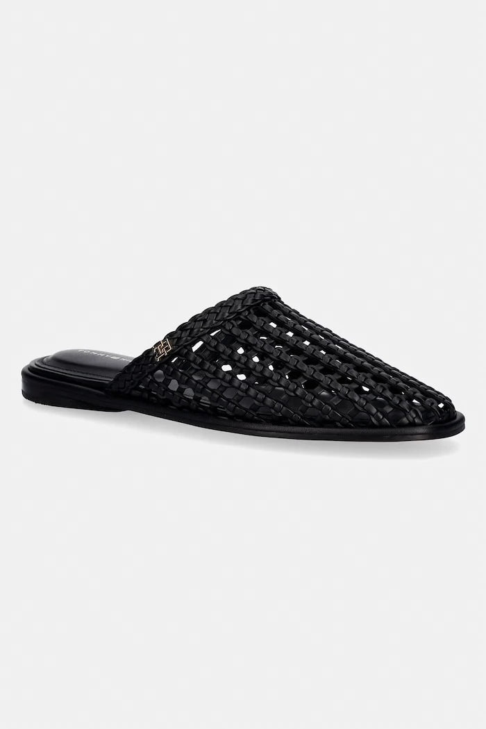 Tommy Hilfiger Kadın Terlik HILFIGER LEATHER MIX FLAT MULE