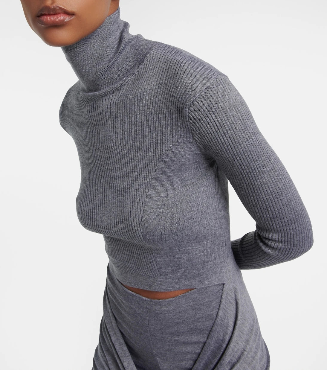 Alaïa - Tie-front cashmere and silk turtleneck sweater
