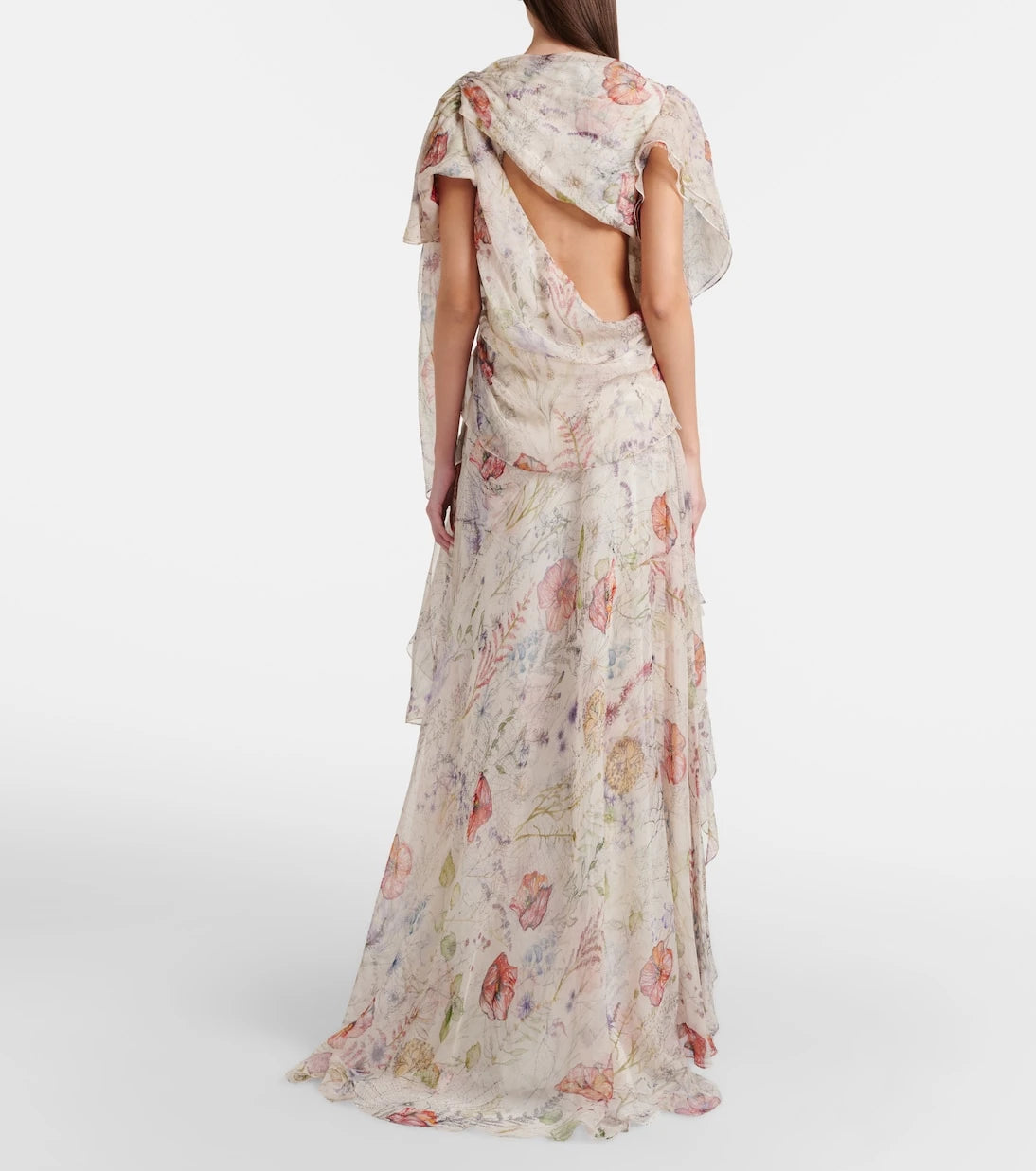 McQueen - Meadow floral silk chiffon gown