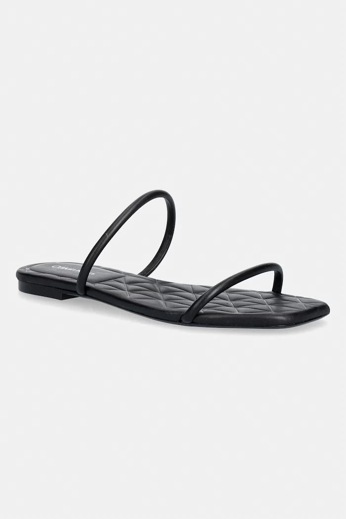 Calvin Klein kadın deri terlik SQUARE FLAT SNDL QUILT LTH