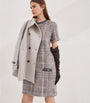 Brunello Cucinelli White Wool-Blend Checked Mini Dress
