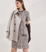 Brunello Cucinelli White Wool-Blend Checked Mini Dress