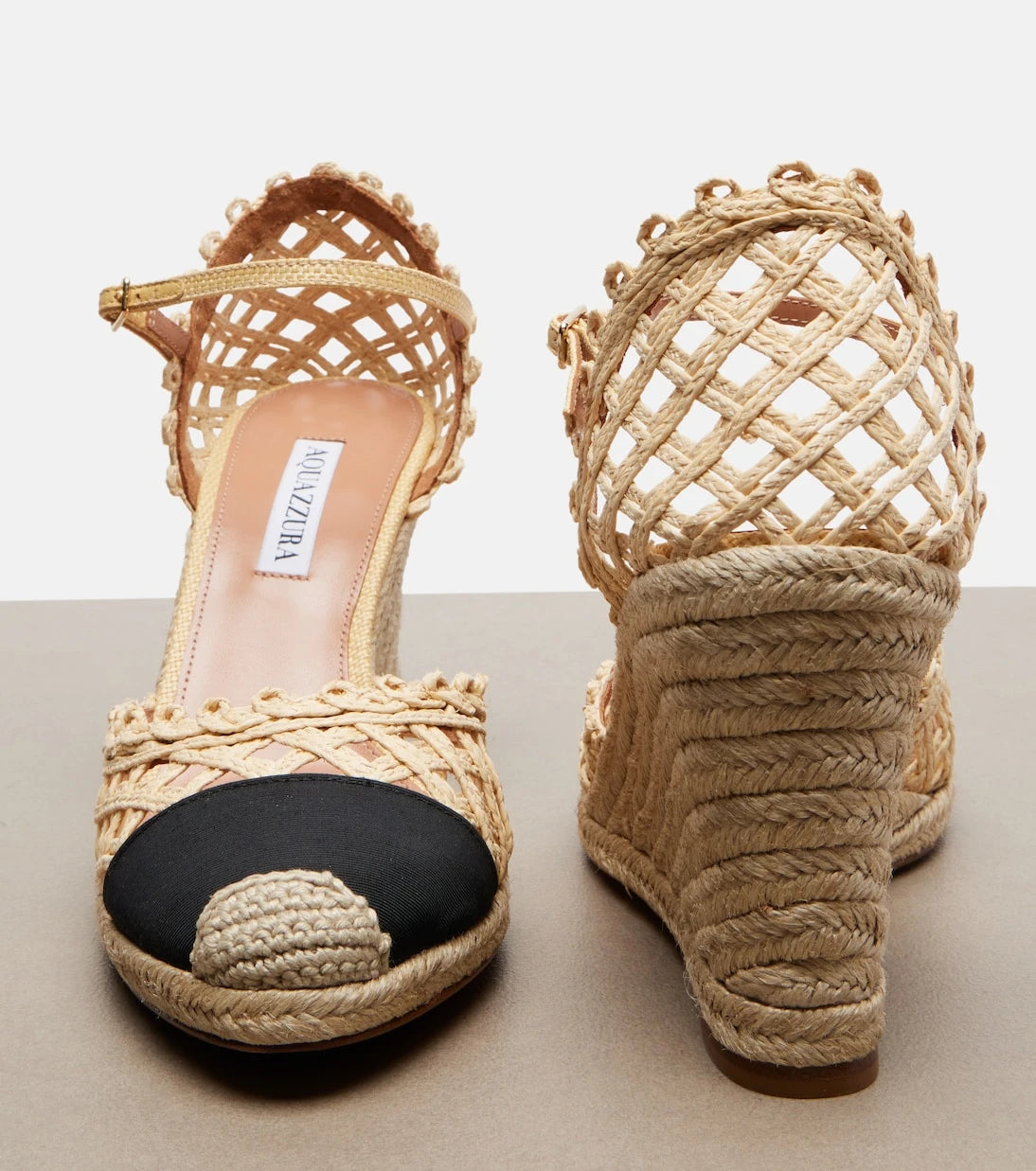 Aquazzura - Sunburst raffia espadrille wedges