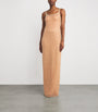 Pamella Roland Nude Embellished Gown with Cape