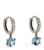 Eva Fehren Blackened White Gold, Diamond and Sapphire Offset Hoop Earrings