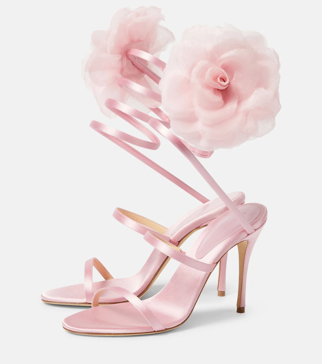 Magda Butrym - Floral-appliqué satin sandals