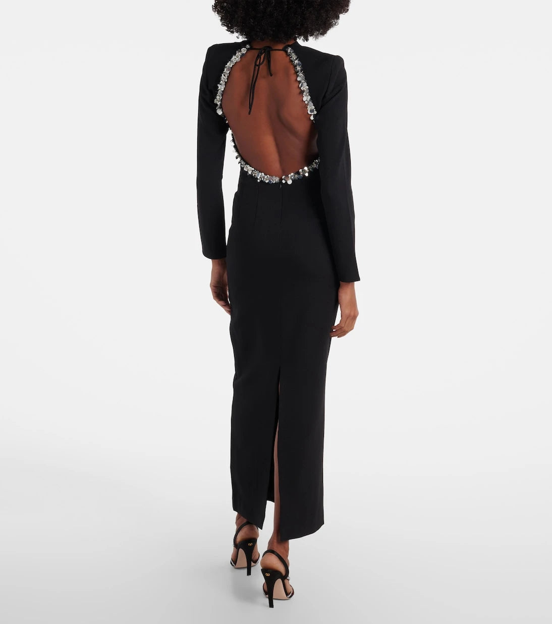 Rotate - Sequined open-back crêpe maxi dress