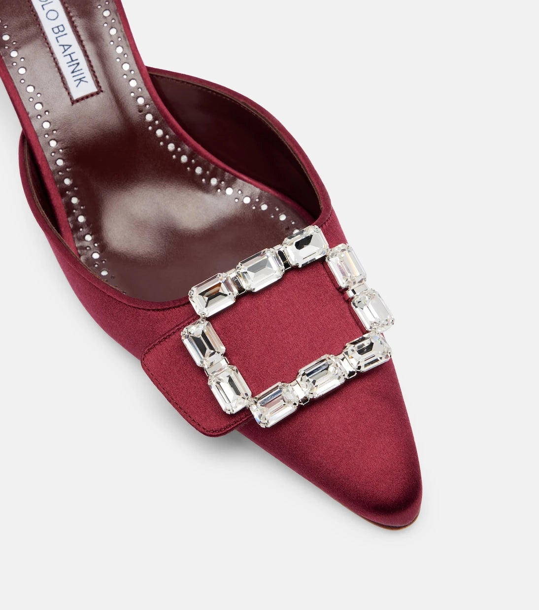 Manolo Blahnik - Mayjou 50 crystal-embellished satin mules