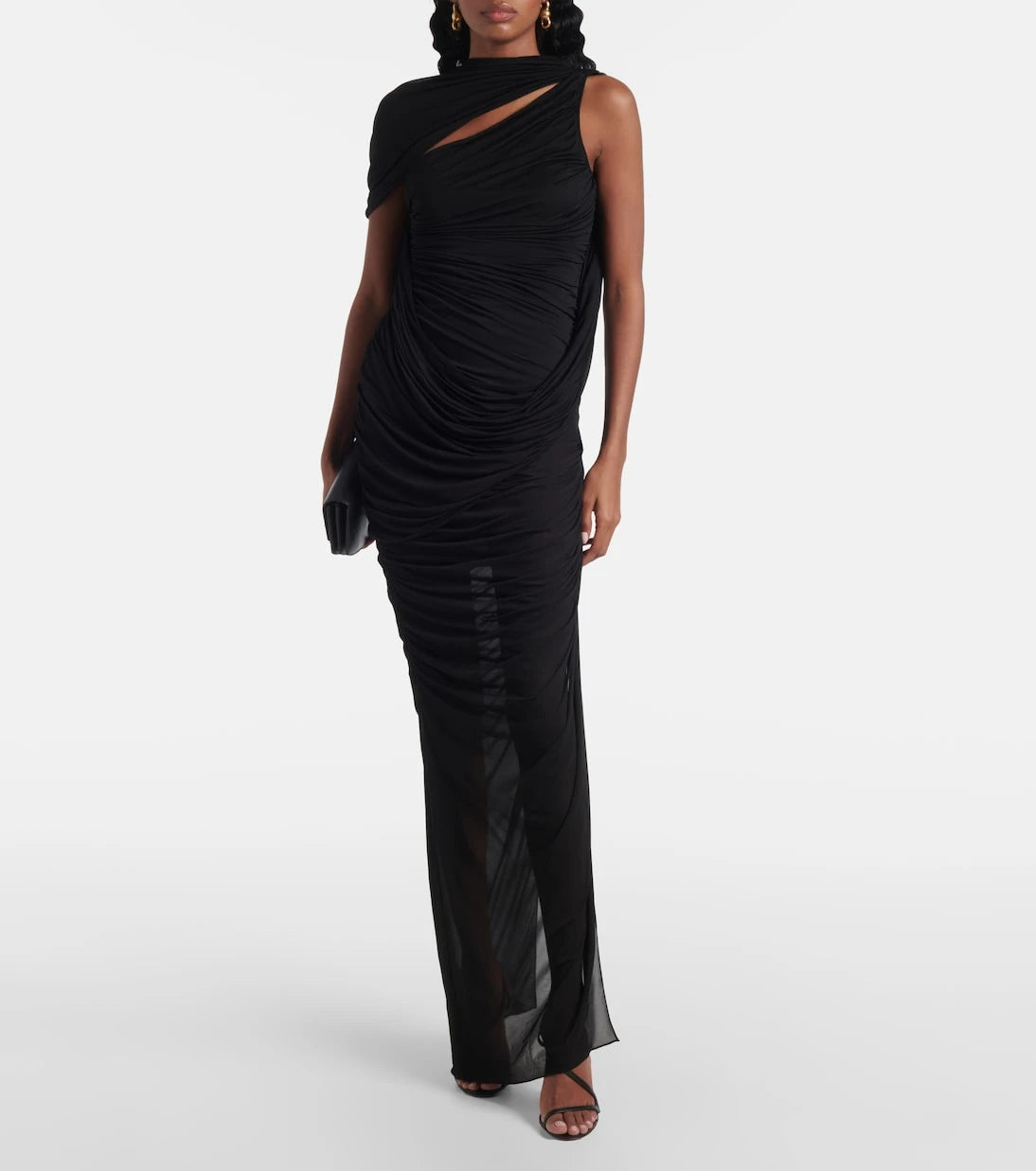 Mugler - Draped open-back jersey maxi dress