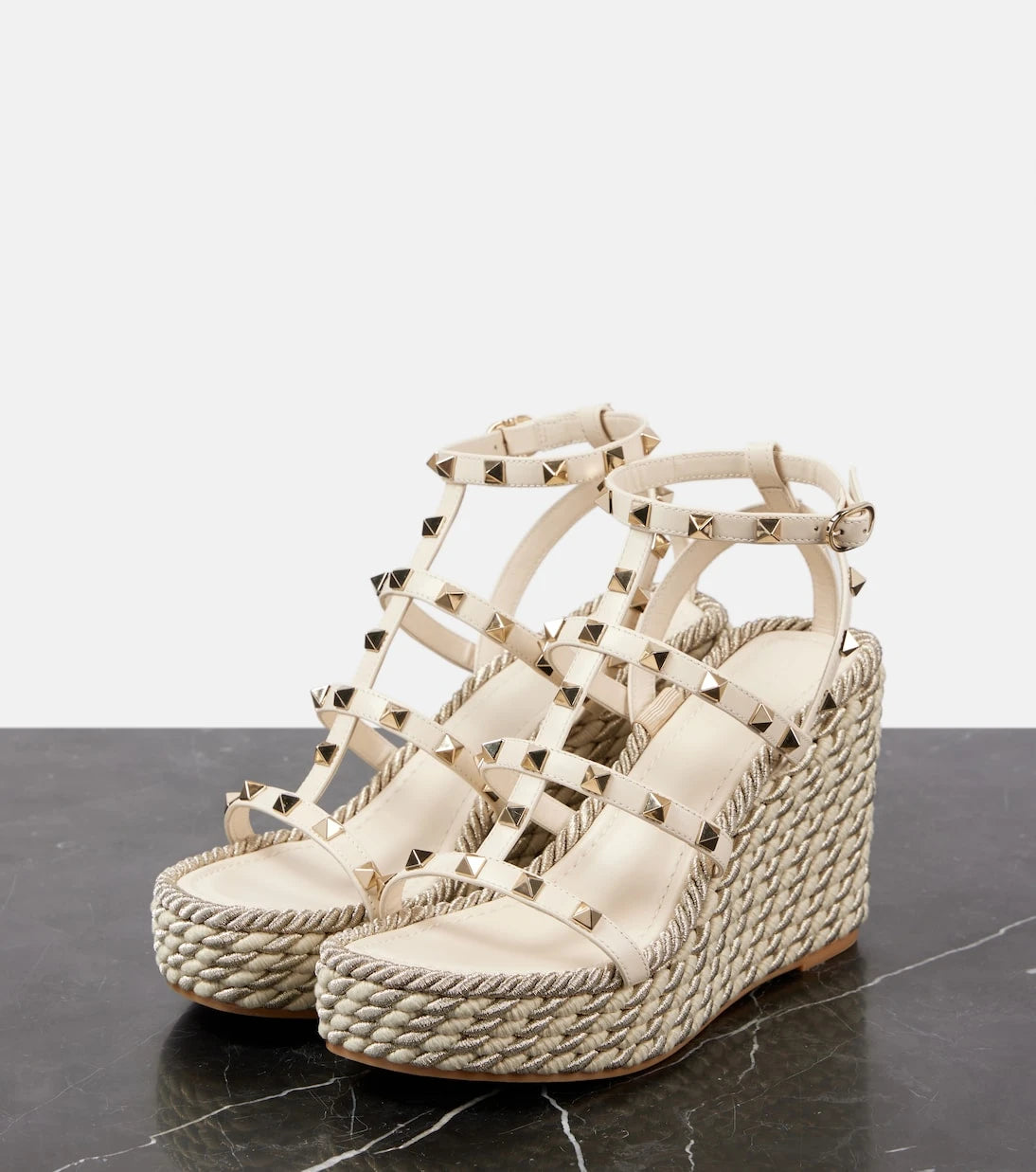 Valentino Garavani - Rockstud Torchon 95 espadrille wedges