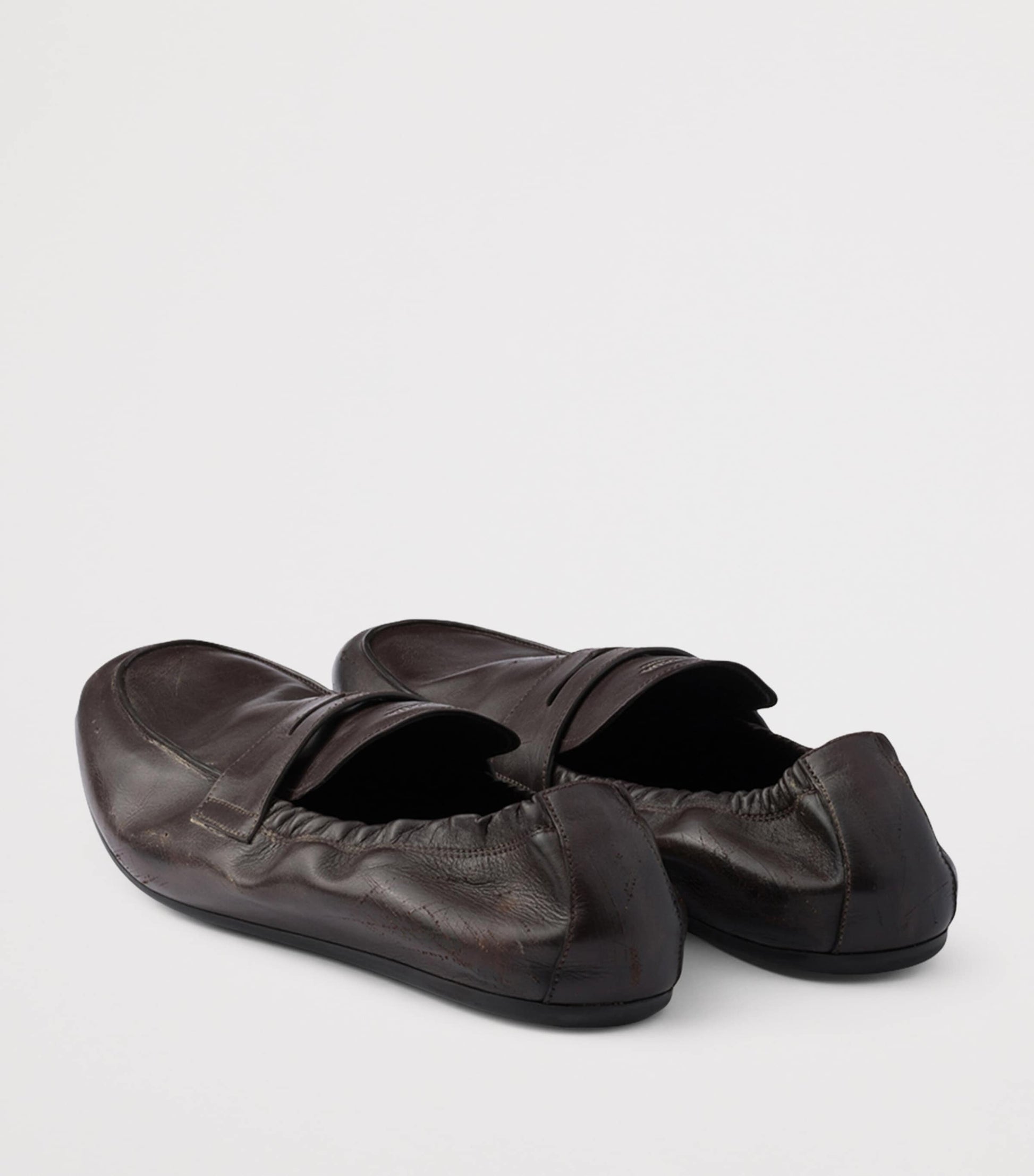 Antiqued Leather Shuffle Loafers