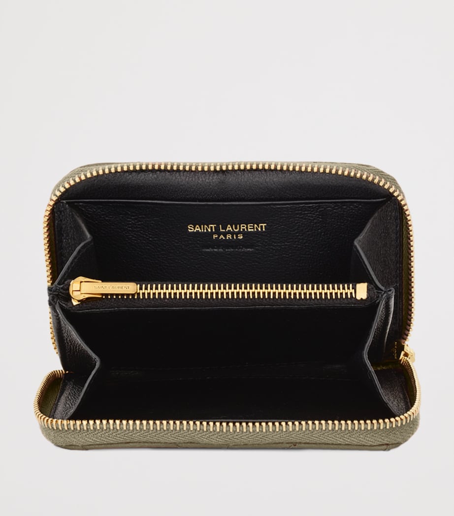 Green Leather Monogram Matelassé Cassandre Wallet