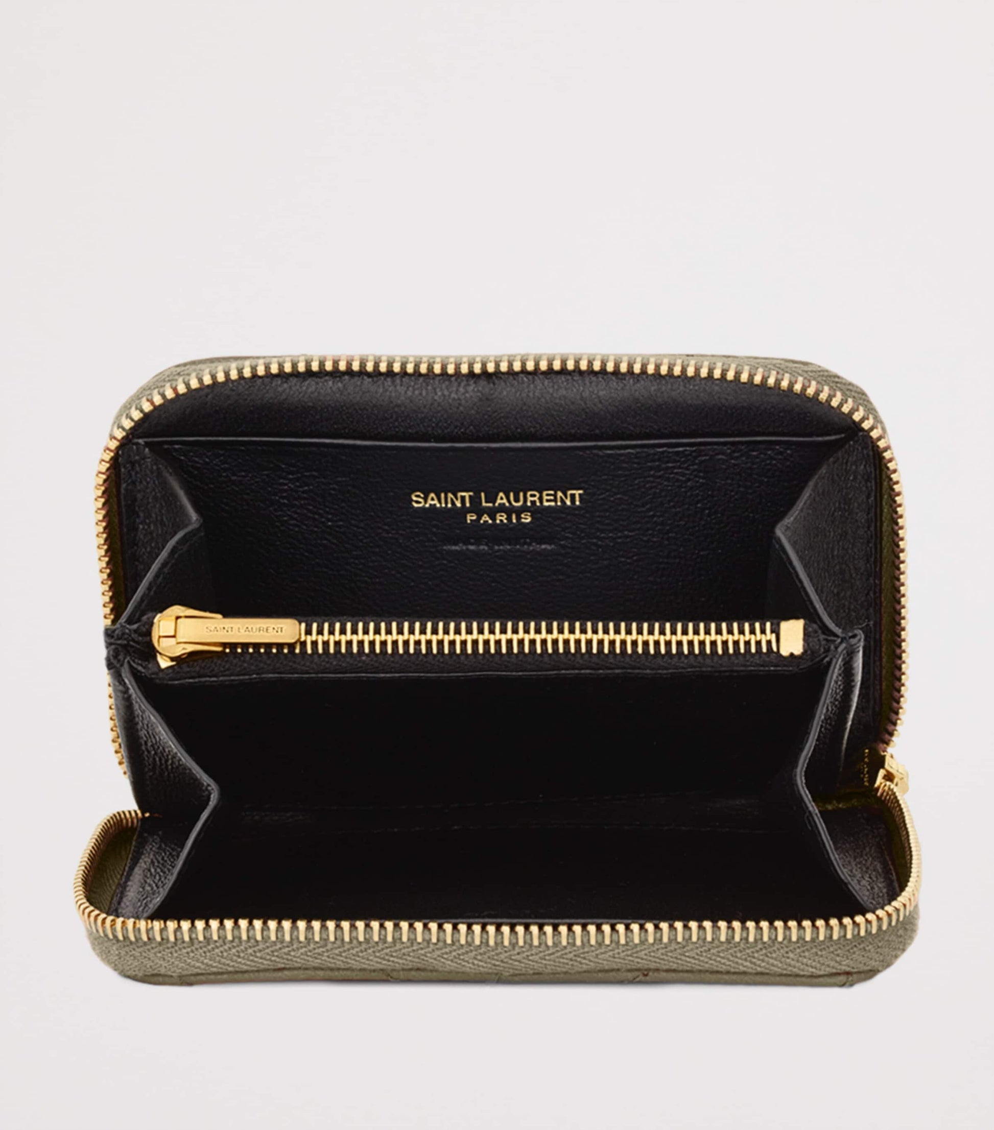 Saint Laurent Green Leather Monogram Matelassé Cassandre Wallet