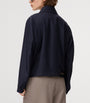 Navy Wool-Silk Buckled Shirt Jacket