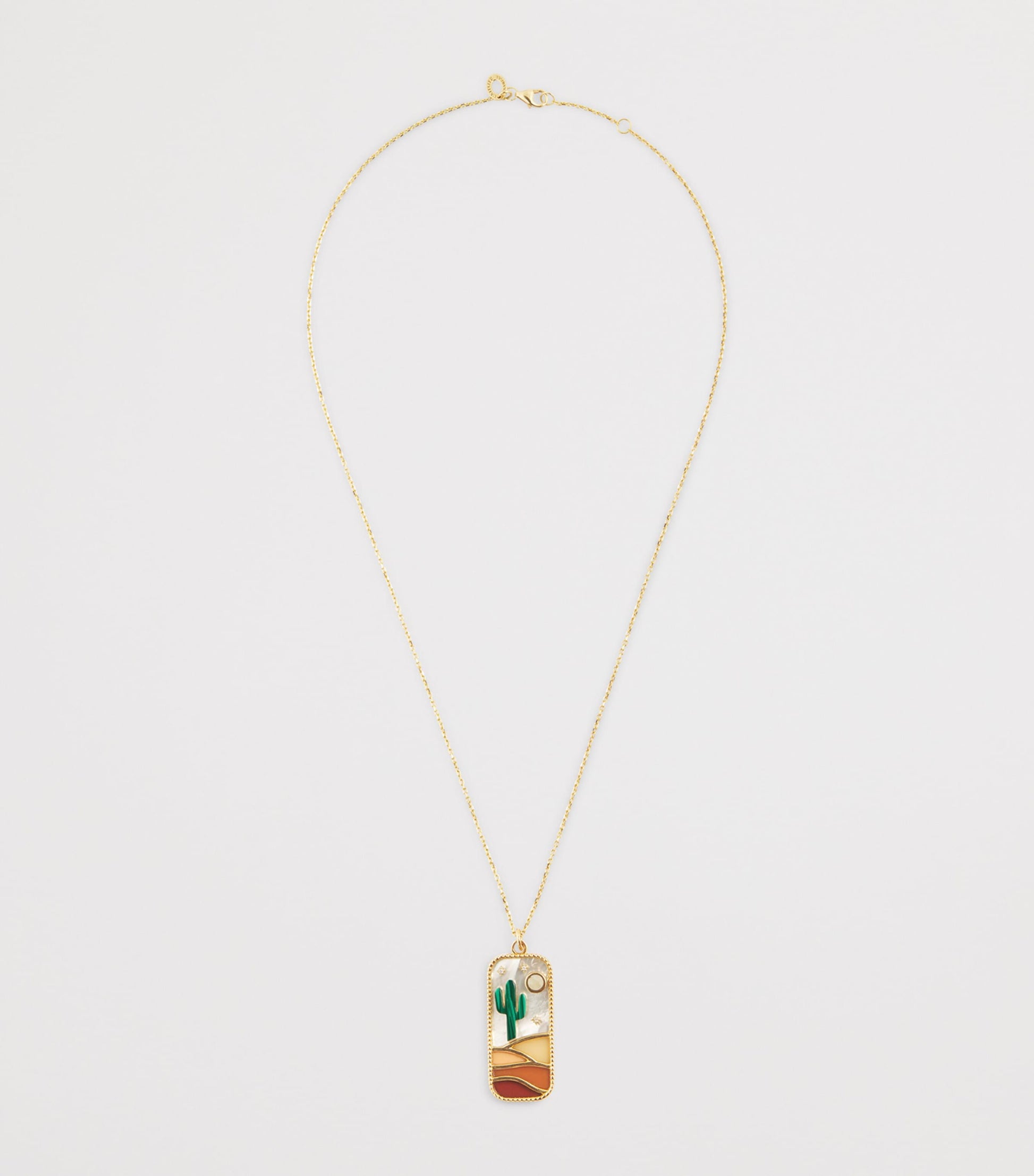 Yellow Gold, Diamond and Mother-of-Pearl Cosmic Love The Cactus Necklace