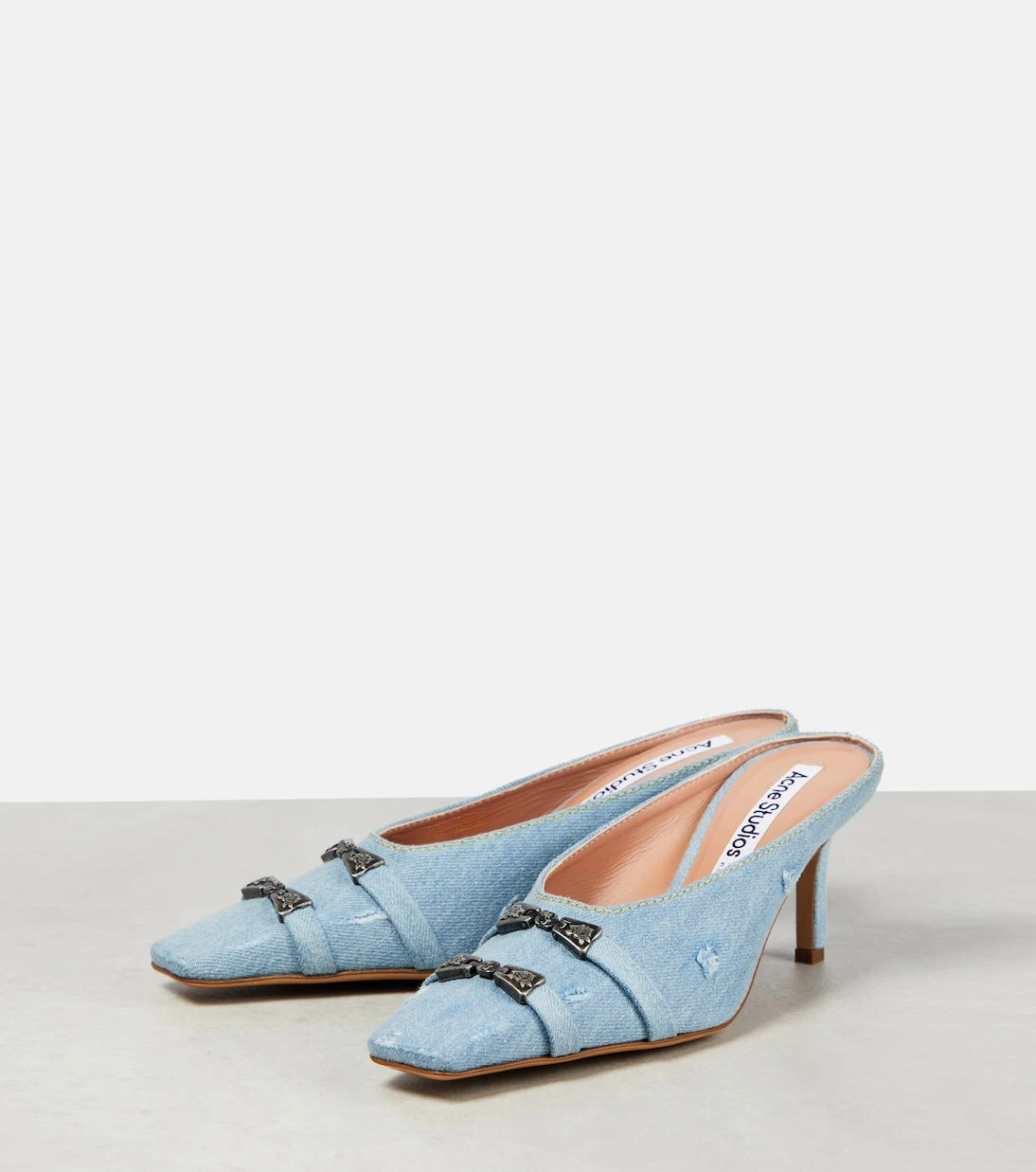 Acne Studios - حذاء دنيم مزين بكعب عالٍ