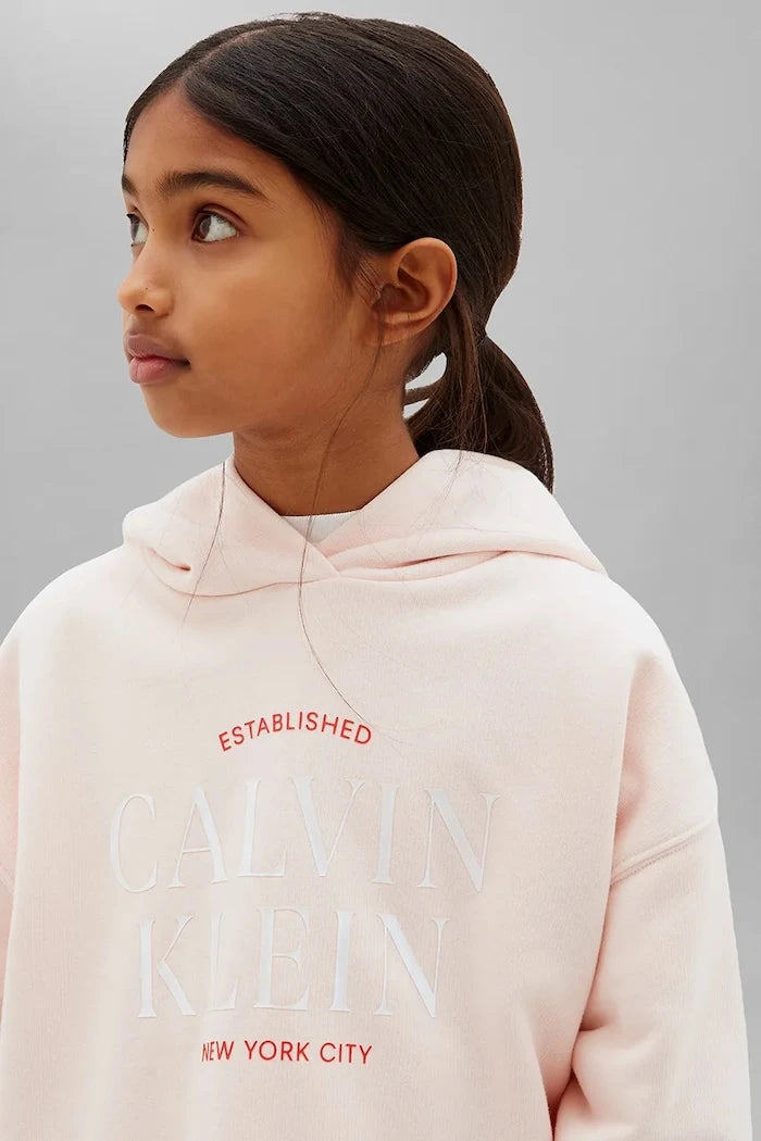 Calvin Klein Jeans çocuk pamuklu kapüşonlu sweatshirt