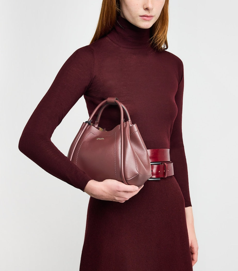Max Mara Red Extra-Small Leather Marine Top-Handle Bag
