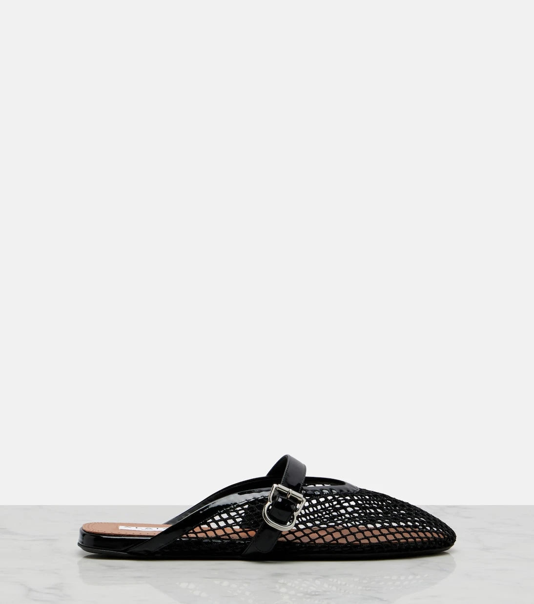 Alaïa - Fishnet leather-trimmed mules