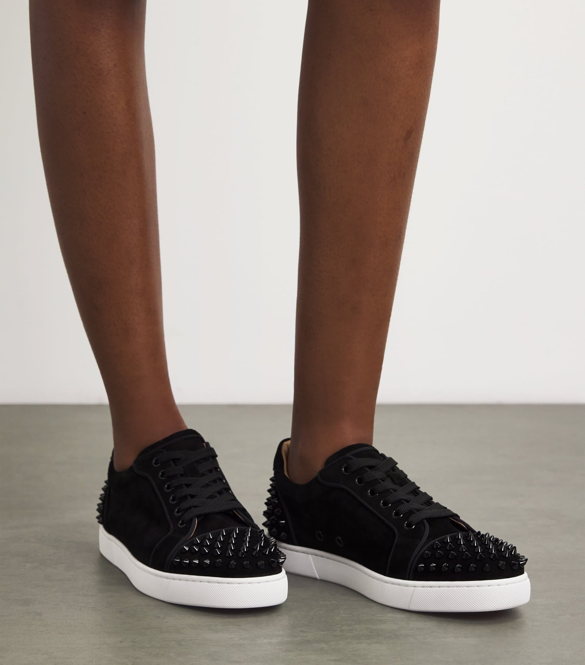 Christian Louboutin Black Vieira 2 Spikes Suede Low-Top Sneakers