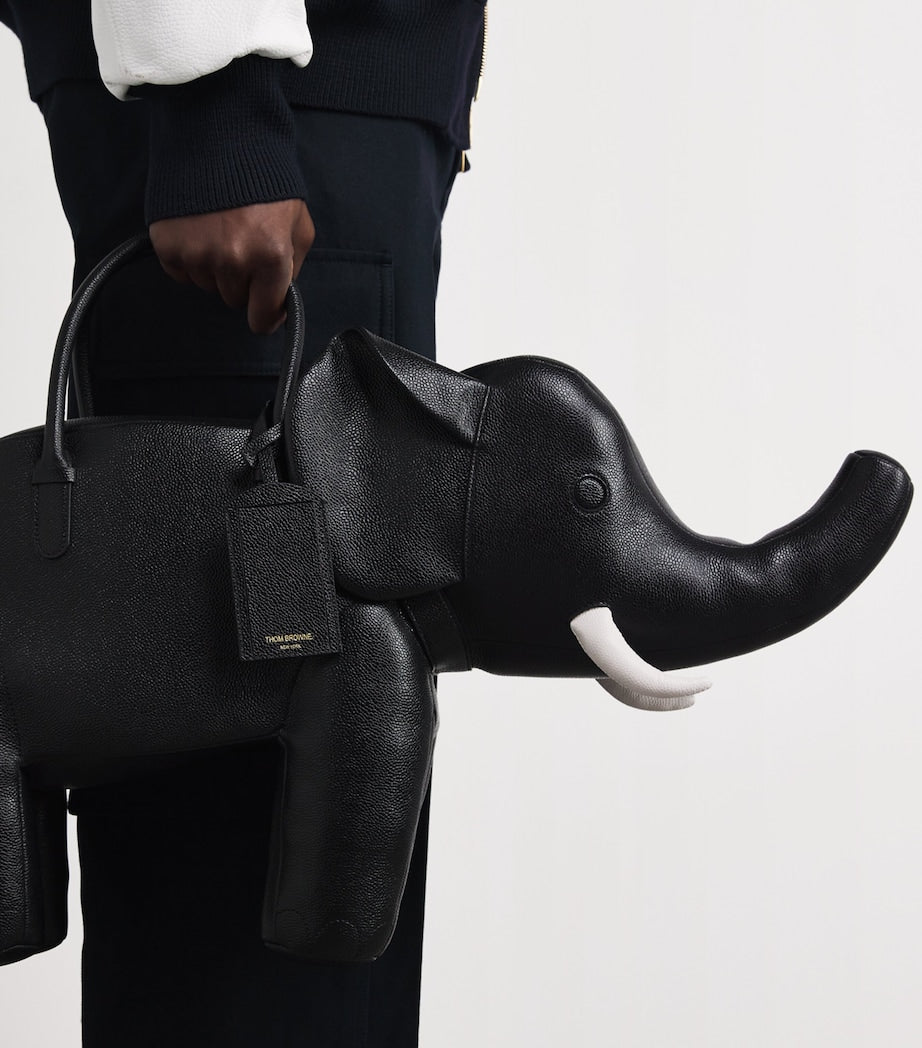 Leather Elephant Top-Handle Bag BLACK