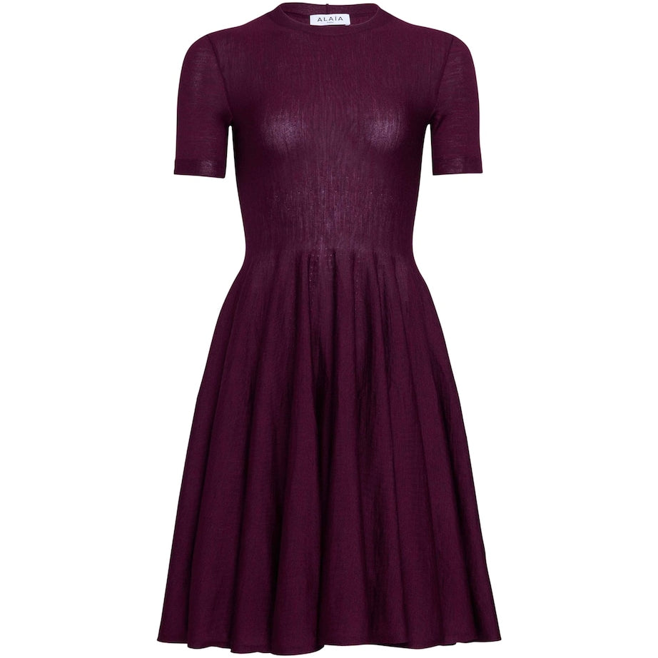 Alaïa Purple Virgin Wool Mini Dress