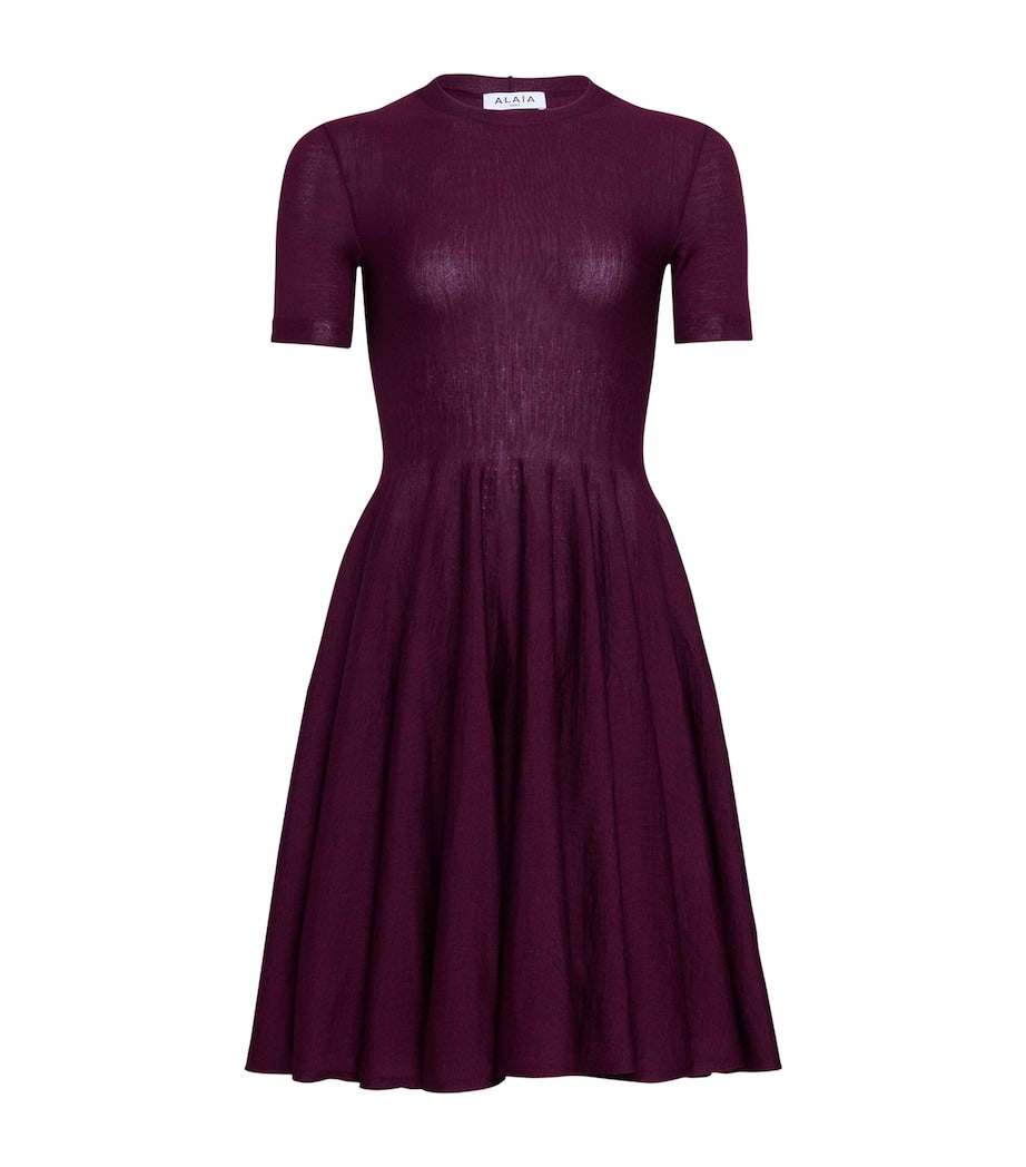 Alaïa Purple Virgin Wool Mini Dress