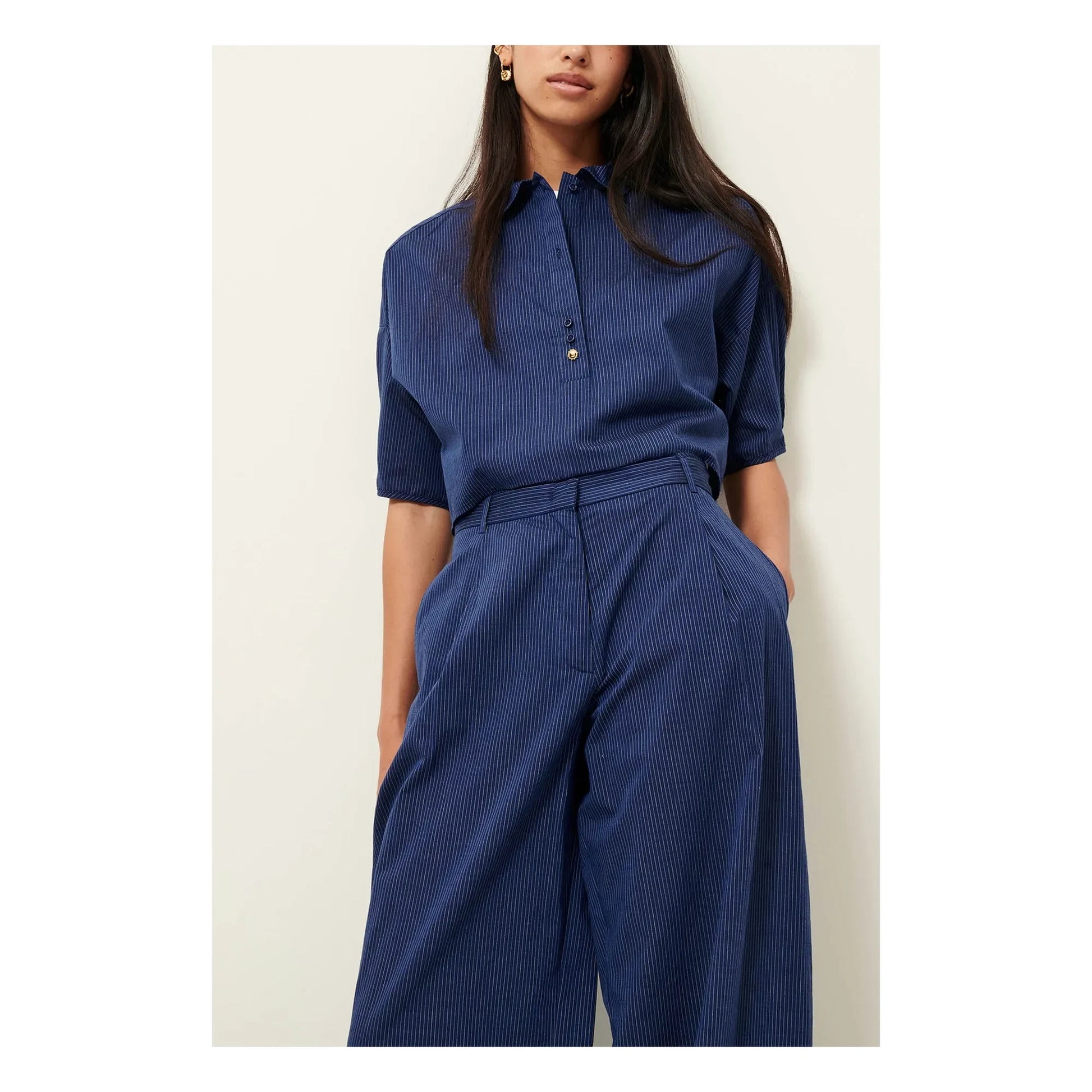 Sessùn - Cotton Stripes U Shirt | Navy blue