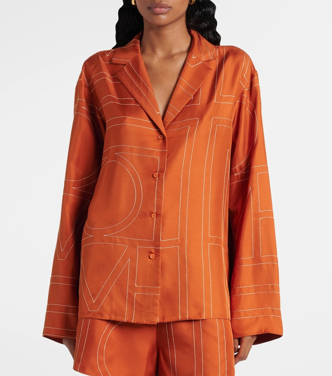Toteme - Monogram silk twill pajama shirt