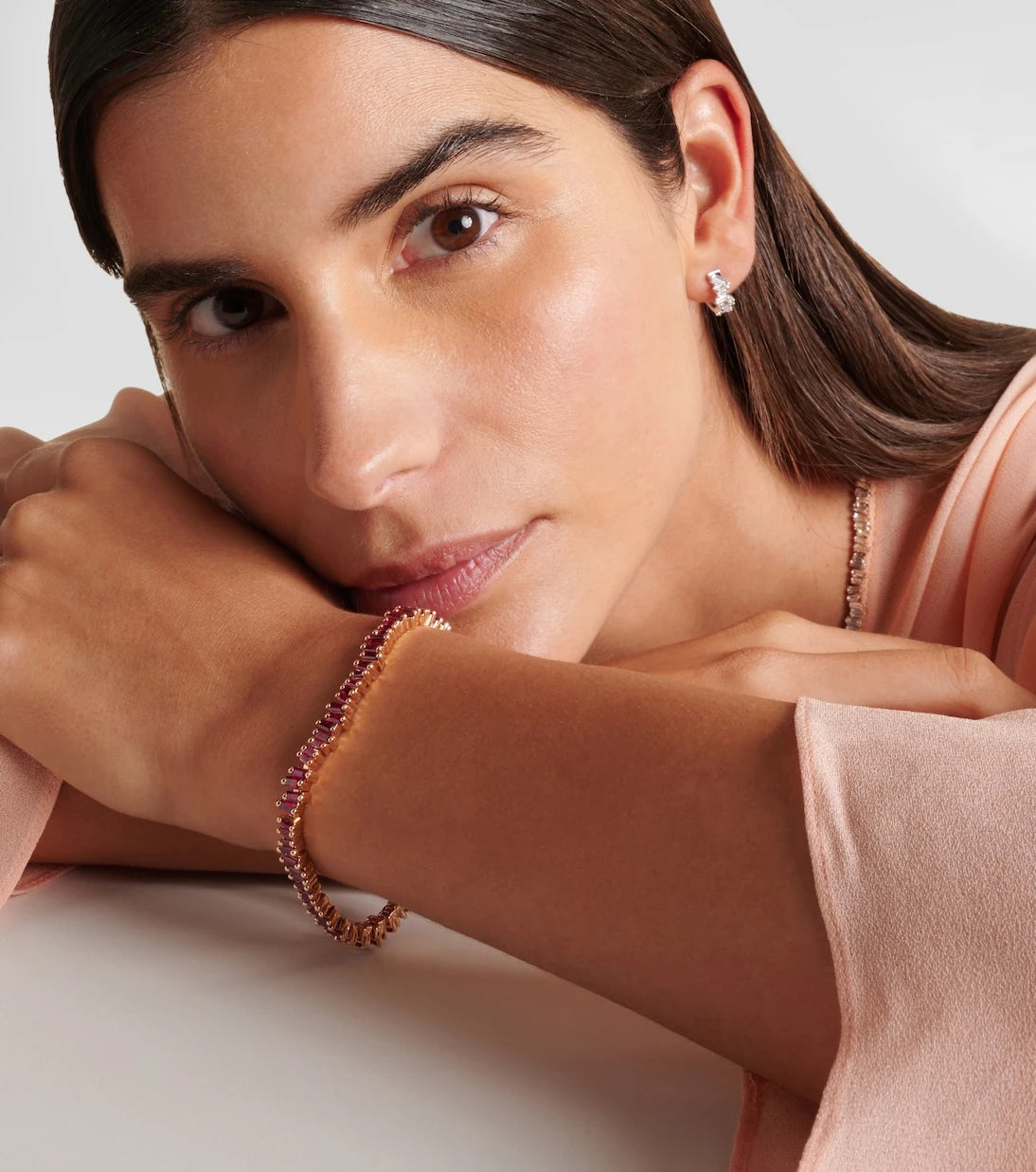 Suzanne Kalan - Bold 18kt rose gold bracelet with rubies