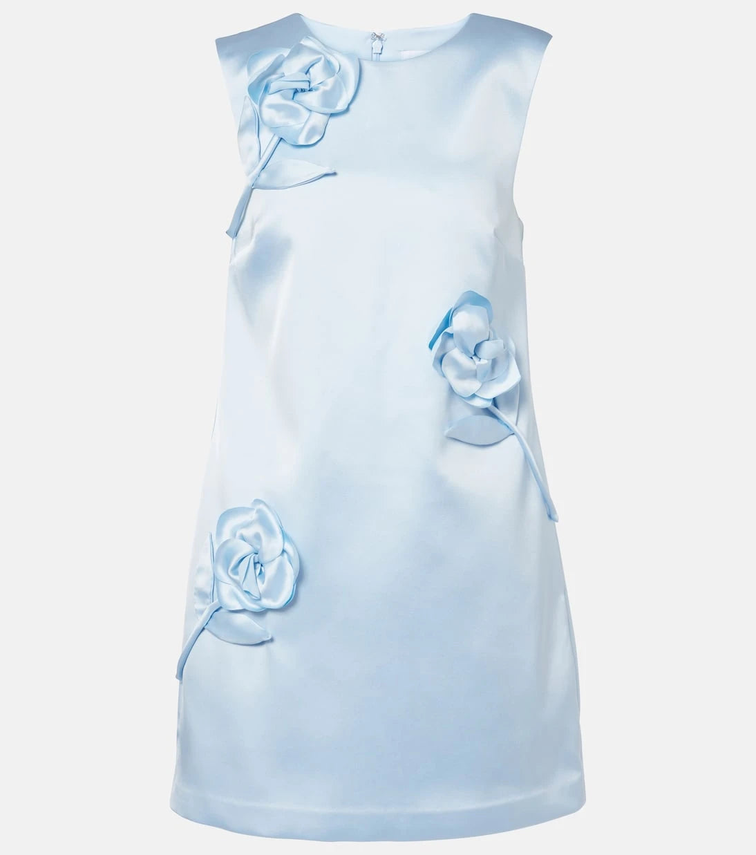 Self-Portrait - Floral-appliqué satin minidress