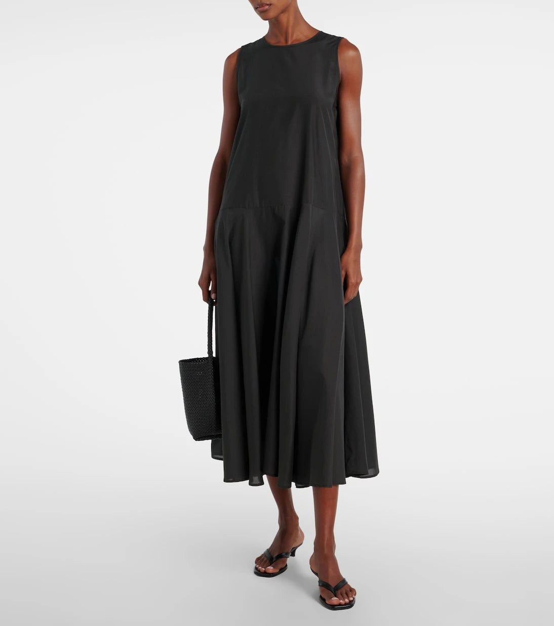 Asceno - Rita gathered cotton and silk midi dress